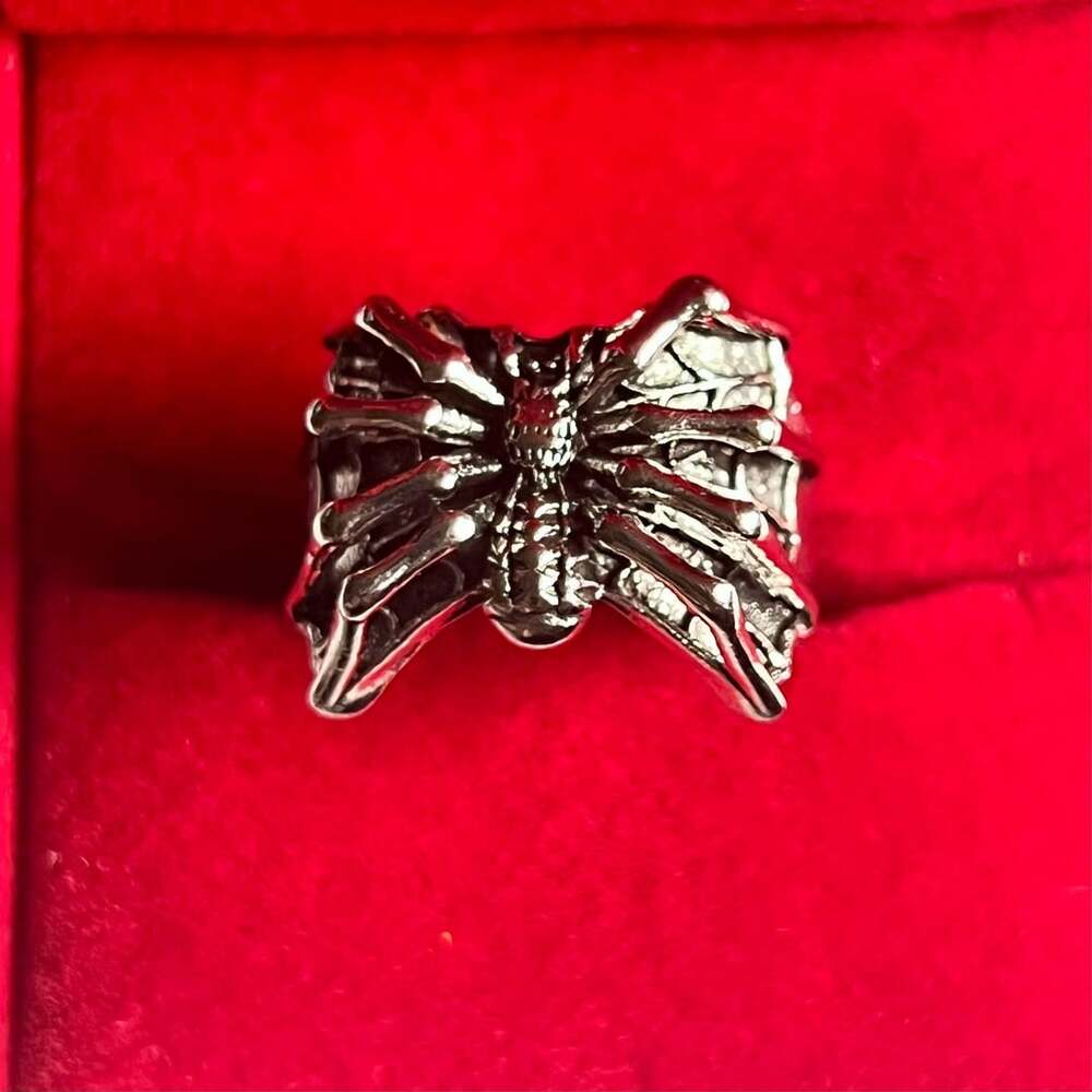 Vintage Punk Rock Spider Web Adjustable Open Ring Size 9-13